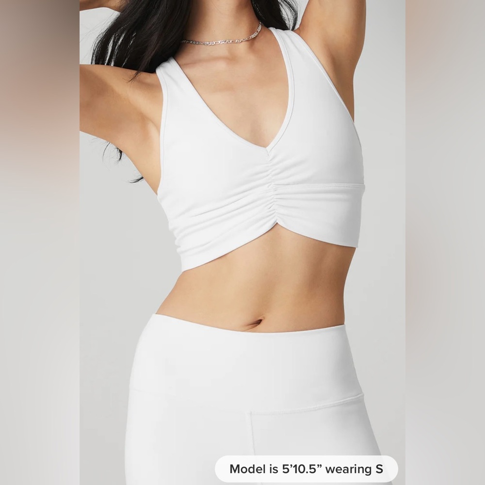 Alo Yoga Wild Thing Shorts Bra and Bike Short Set in White